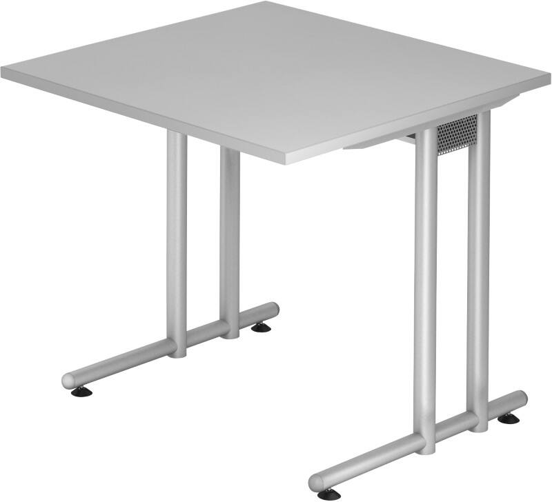 Bureau Hammerbacher Matrix VNS Hauteur pas réglable Carré Gris C-Pied 800 (L) x 800 (P) x 740 (H) mm Acier, Aggloméré
