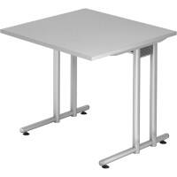 Bureau Hammerbacher Matrix VNS Hauteur pas réglable Carré Gris C-Pied 800 (L) x 800 (P) x 740 (H) mm Acier, Aggloméré