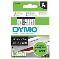 Ruban d’étiquettes Dymo D1 S0720820 / 45800 d’origine Autocollantes Noir sur transparent 19 mm x 7 m