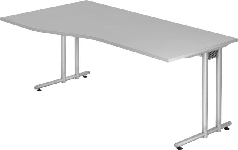 Bureau Hammerbacher Matrix VNS Hauteur pas réglable Forme libre Gris C-Pied 1800 (L) x 1000 (P) x 740 (H) mm Acier, Aggloméré