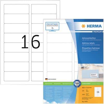 HERMA Multifunctionele etiketten 4479 Wit 88,9 x 33,8 mm 100 Vellen à 16 Etiketten