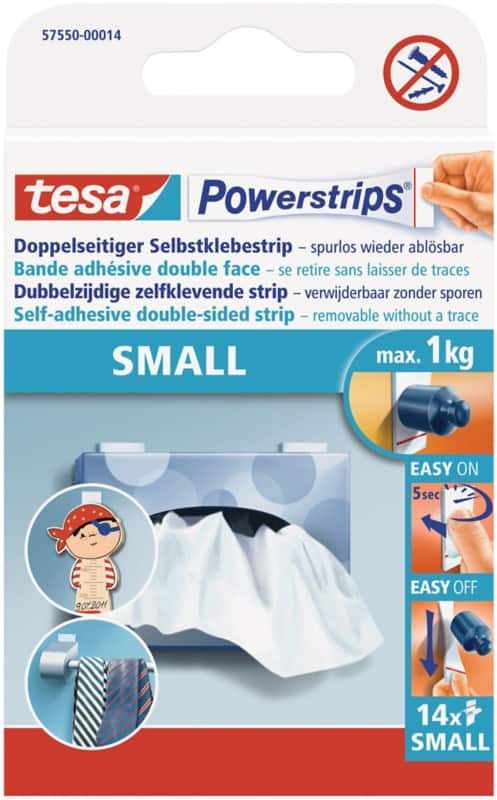 tesa Zelfklevende strips Powerstrips Small Wit 35 mm (B) x 0,035 m (L) 14 Stuks