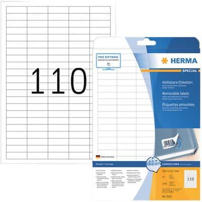 HERMA 4210 Verwijderbare Etiketten Superprint Wit Rechthoekig 2750 Etiketten per pak