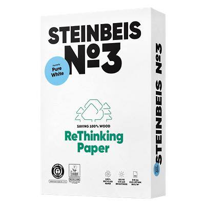 Papier imprimante Steinbeis PureWhite A4 Recyclé 80 g/m² Lisse Blanc 500 Feuilles