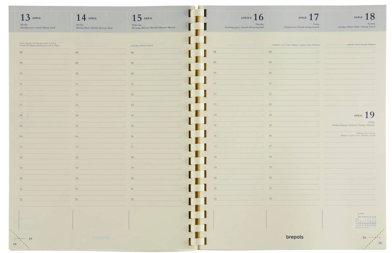 Recharge pour agenda Brepols Timing 1 Semaine sur 2 pages 2022 Crème