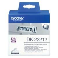 Rouleau d’étiquettes Brother DK-22212 d’origine en continu Autocollantes Noir sur transparent 62 mm x 15,2 m