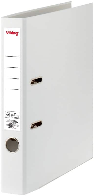 Classeur à levier Viking Étroit A4 50 mm Blanc 2 Anneaux Plastique Mat Portrait