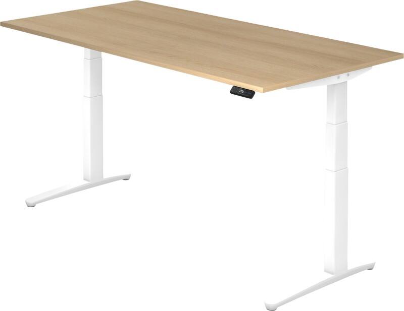 Bureau assis-debout Hammerbacher XBHM VXBHM Hauteur ajustable électriquement Rectangulaire Chêne C-Pied 2000 (L) x 1000 (P) x 1290 (H) mm Acier, Aggloméré, Aluminium