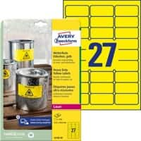 Étiquettes résistantes AVERY Zweckform L6105-20 Adhésif A4 Jaune 63.5 x 29.6 mm 20 Feuilles de 27 Étiquettes