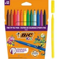 Stylo-feutre BIC Visa Pointe ronde Assortiment 12 Unités