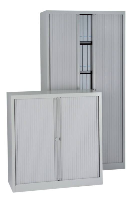 Armoire à portes coulissantes Bisley EuroTambour Acier 2 Étagères 1200 x 430 x 1029 mm Argenté