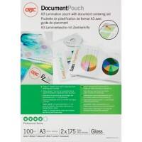 GBC Document Lamineerhoezen A3 Glanzend 175 micron (2 x 175) Transparant 100 Stuks