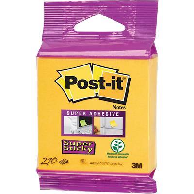 Post-it Super Sticky Notes 76 x 76 mm Geel Vierkant Blanco 270 Vellen