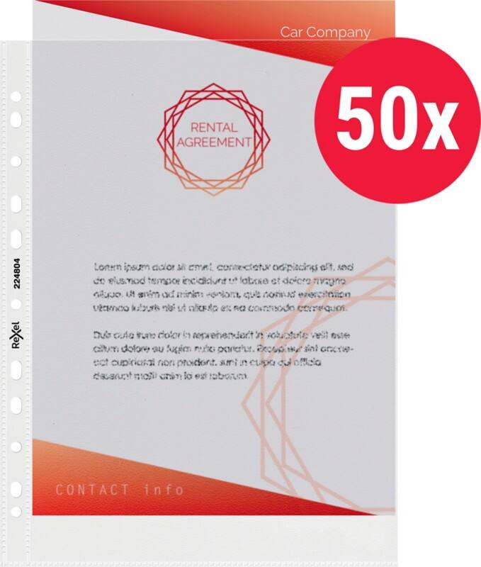 Rexel Showtassen A4 Generfd Transparant 65 micron PP (Polypropeen) Boven 11 Gaten 224804 50 Stuks