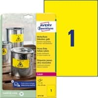 AVERY Zweckform Speciale etiketten L6111-20 Klevend A4 Geel 210 x 297 mm  20 Vellen à 1 Etiketten