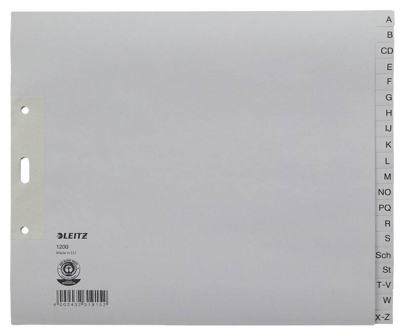 Intercalaire A - Z Leitz Recycled A5 Gris clair 20 intercalaires 100 g/m² Papier 3 Perforations 1200