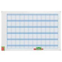 Nobo Jaarplanner zonder datum Performance Wit, blauw 90 x 60 cm