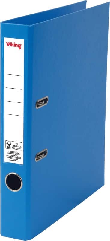 Classeur à levier Viking Étroit A4 50 mm Bleu 2 Anneaux Plastique Mat Portrait