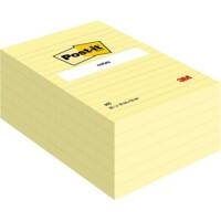 Notes Post-it Lignées Grand format 101 x 152 mm Jaune canari 6 Blocs de 100 Feuilles