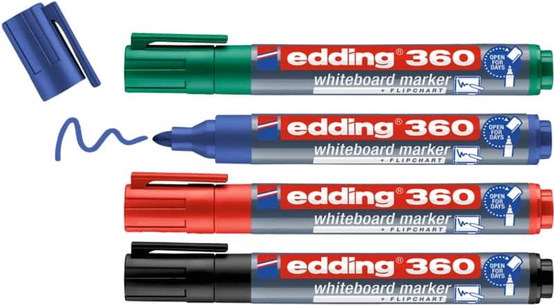 edding 360 Niet-permanent Whiteboard-marker Kleurenassortiment Medium Ronde punt 1,5 - 3 mm 4 Stuks