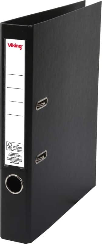 Classeur à levier Viking Étroit A4 50 mm Noir 2 Anneaux Plastique Mat Portrait