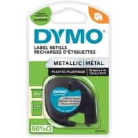 Dymo LT S0721730 / 91208 Authentiek LetraTag Labeltape Zelfklevend Silver 12 mm x 4m