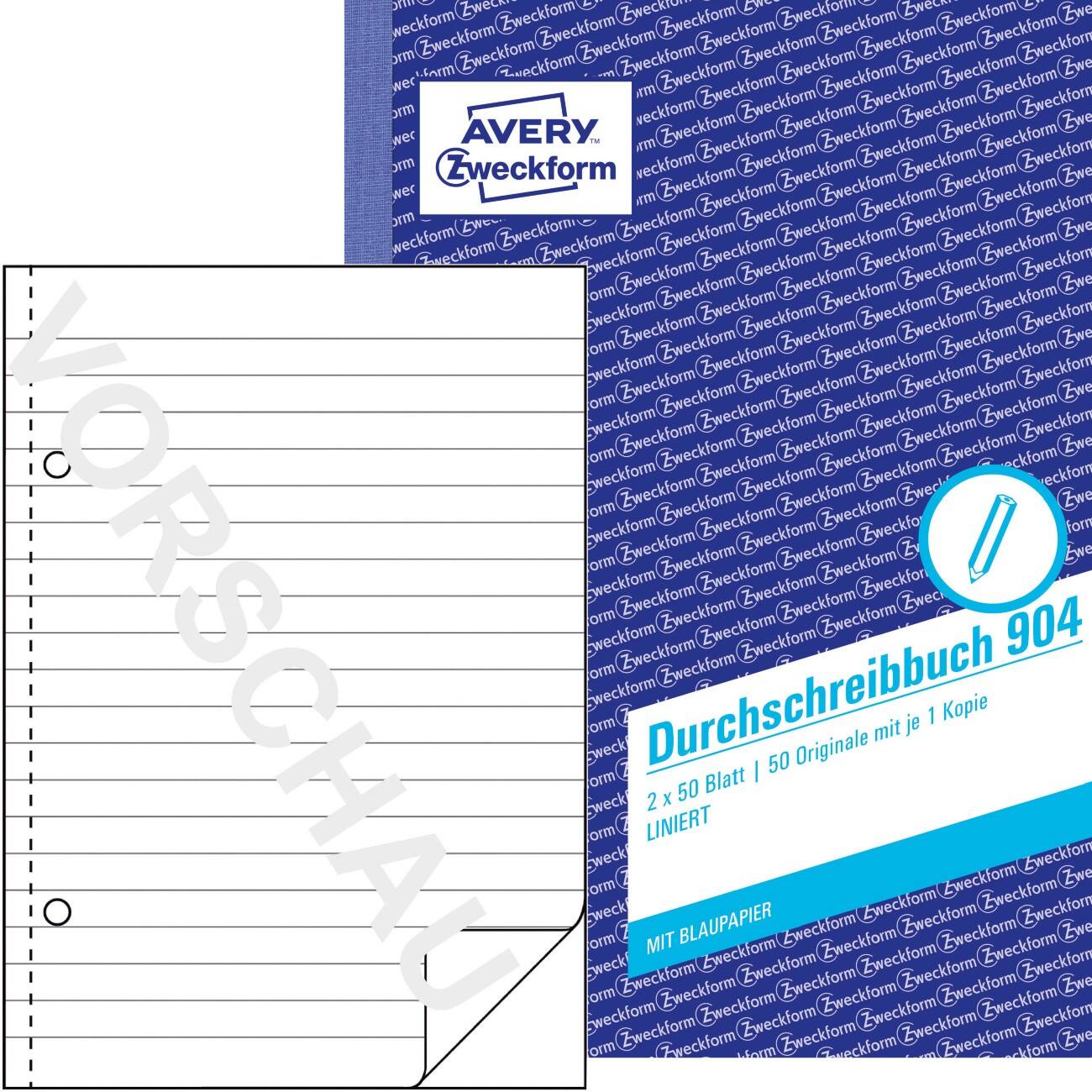 AVERY Zweckform 904 Zelfkopiërend papier boek Wit A5 60 g/m² 50 Vellen