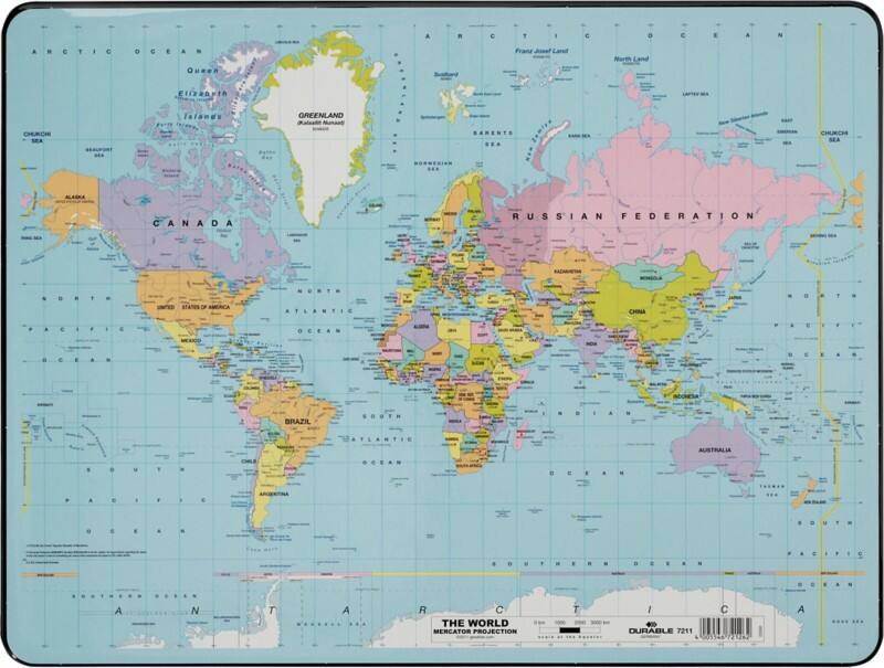 Sous-mains DURABLE Carte du monde PVC (Polychlorure de vinyle) Multicolore 53 x 40 cm