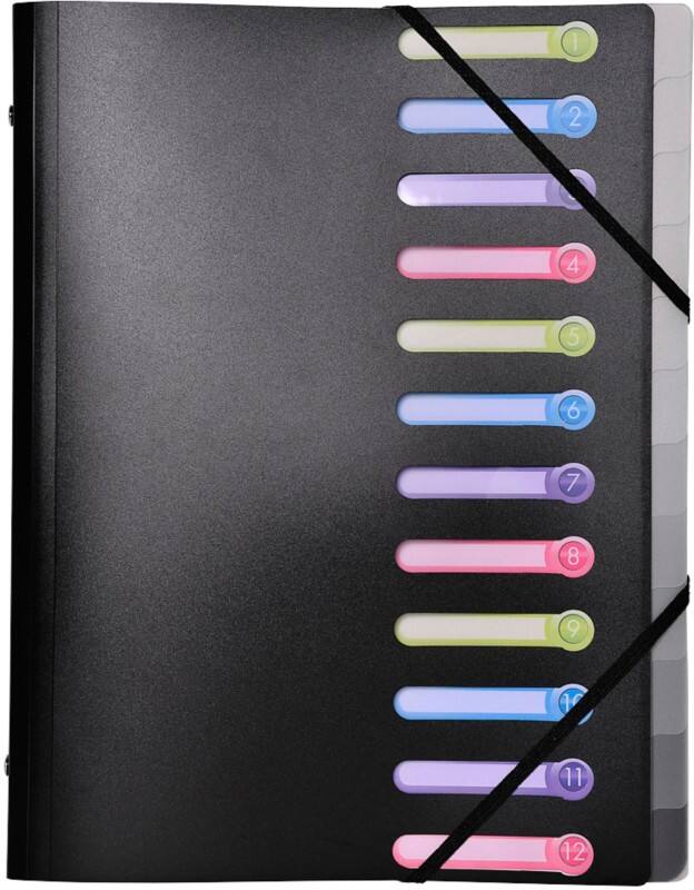 Trieur Exacompta polypropylène A4 Noir 12 intercalaires