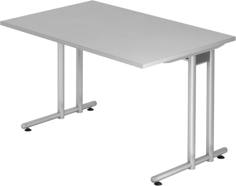 Bureau Hammerbacher Matrix VNS Hauteur pas réglable Rectangulaire Gris C-Pied 1200 (L) x 800 (P) x 740 (H) mm Acier, Aggloméré
