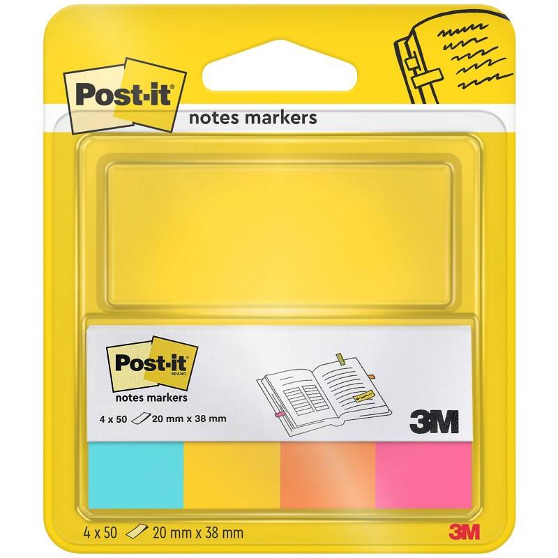 Index repositionnables Post-it Assortiment 20 x 38 mm 50 x 4 unités
