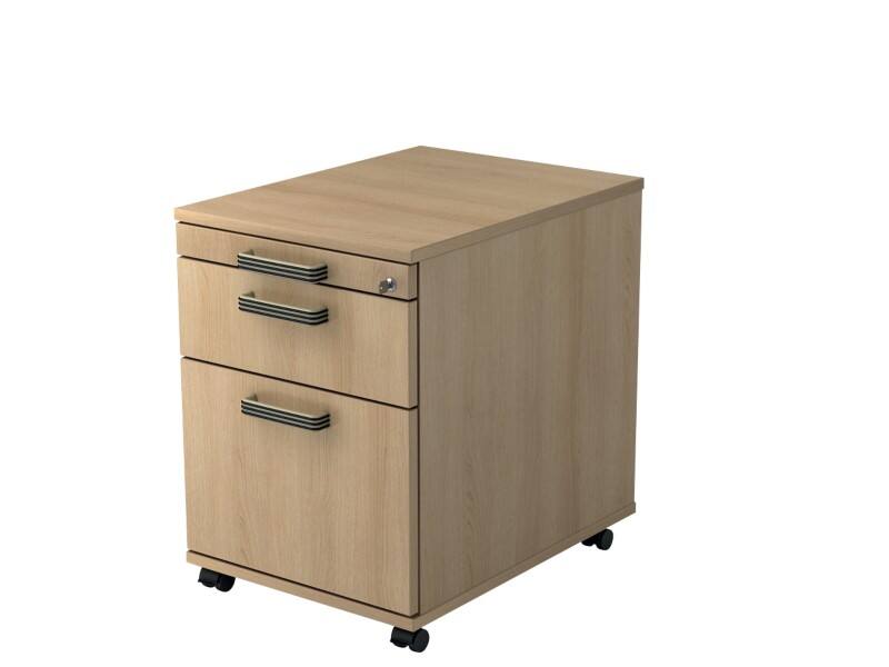 Module à tiroirs Hammerbacher 2 Tiroirs Verrouillable 428 x 580 x 590 mm Chêne