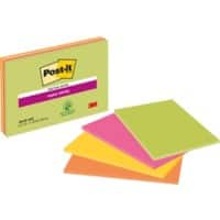 Notes Super Sticky Post-it 152 x 101 mm Couleurs fluo Rectangulaire 4 Blocs de 45 Feuilles