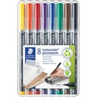 STAEDTLER Lumocolor Universal S Ronde punt Permanent marker Extra Fijn Ronde punt 0,4 mm Kleurenassortiment Navulbaar 8 Stuks