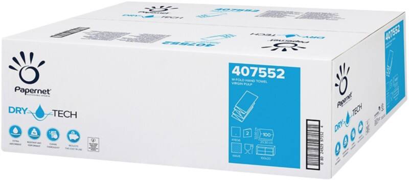 Papernet DryTech  Papieren handdoeken W-vouw Wit 2-laags 407552 20 Stuks à 100 Vellen