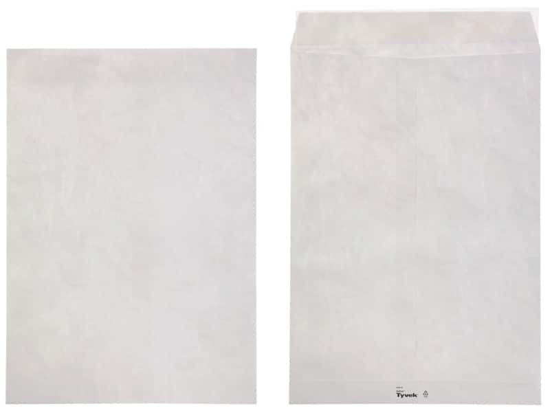 Enveloppes Tyvek Sans fenêtre B4 250 (l) x 353 (h) mm Bande adhésive Blanc 54 g/m² 100 Unités