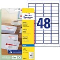 AVERY Zweckform Laser Adresetiketten J4791-25 A4 Wit 45,7 x 21,2 mm 25 Vellen à 48 Etiketten