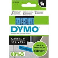 Ruban d'étiquettes DYMO D1 Authentique 45016 S0720560 Autocollantes Noir sur Bleu 12 mm x 7 m