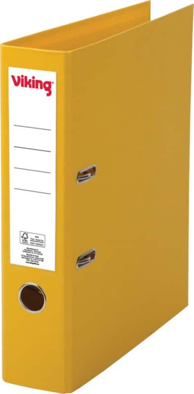 Classeur à levier Viking Large A4 75 mm Jaune 2 Anneaux Plastique Mat Portrait