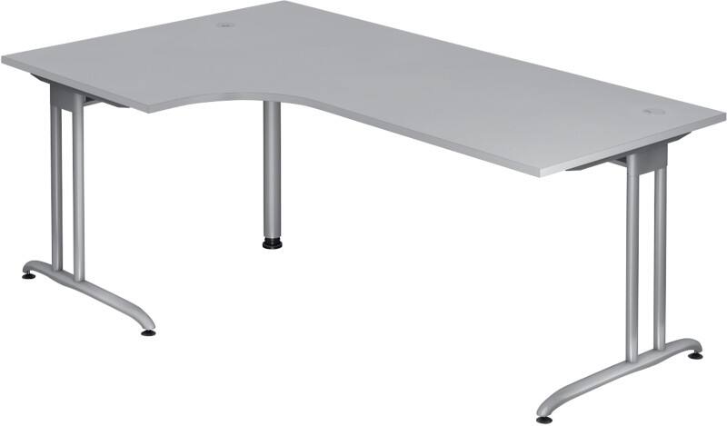Bureau d'angle Hammerbacher B-Serie VBS Hauteur pas réglable Gris C-Pied 2000 (L) x 1200 (P) x 740 (H) mm Acier, Aggloméré
