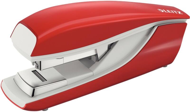 Agrafeuse Leitz NeXXt 5523 Flat Clinch demi bande rouge 40 feuilles 24/8, 26/8 métal
