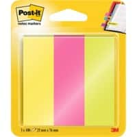 Post-it Indexen Rechthoekig 2,5 x 7,6 cm Kleurenassortiment 3 Stuks à 100 Strips