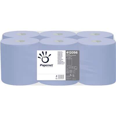 Essuie-mains Papernet Standard Recyclé 100% Rouleau Bleu 2 épaisseurs 412056 6 Rouleaux de 450 Feuilles