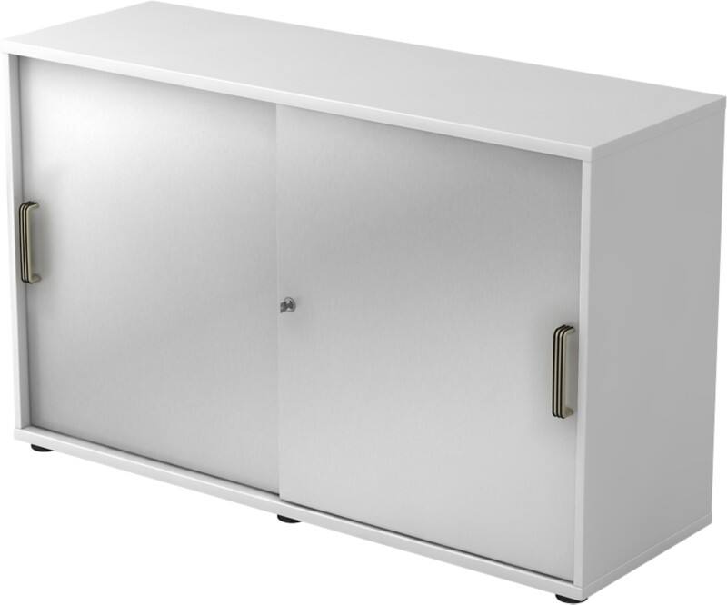 Armoire à portes coulissantes Hammerbacher Aggloméré 1 Étagère Verrouillable 1200 x 400 x 748 mm Argenté, blanc