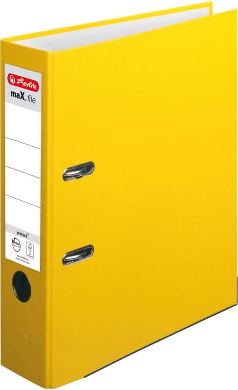 Classeur à levier herlitz Large maX,file protect A4 80 mm Jaune 2 Anneaux 5481304 Plastique Relief Portrait
