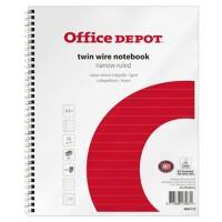 Cahier à spirale Office Depot A5+ Couverture en carton Lignes étroites Blanc 5 unités de 80 feuilles
