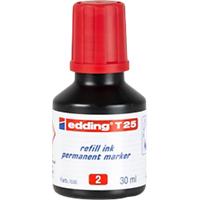 Recharge d'encre pour marqueurs permanents edding T 25 - Rouge - 30 ml