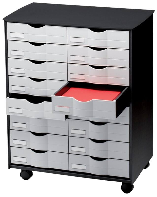 Caisson mobile Paperflow PS (Polystyrène) Gris, noir 58 x 34,3 x 71,5 cm