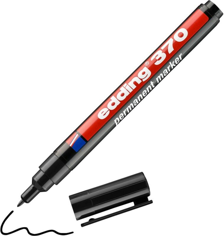 Marqueur permanent edding 370 Fin Ogive - Noir Rechargeable Résistant à l'eau