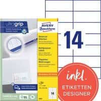 Étiquettes universelles AVERY Zweckform 3653 Ultragrip Blanc A4 105 x 42,3 mm 100 Feuilles de 14 Étiquettes